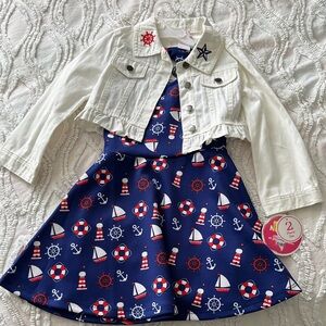 Nautical Dress with White Jacket